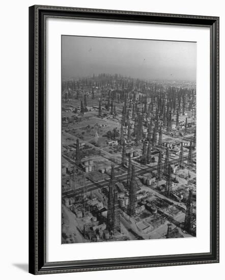 An Aerial View of the Signal Hill Oil Field-Peter Stackpole-Framed Photographic Print