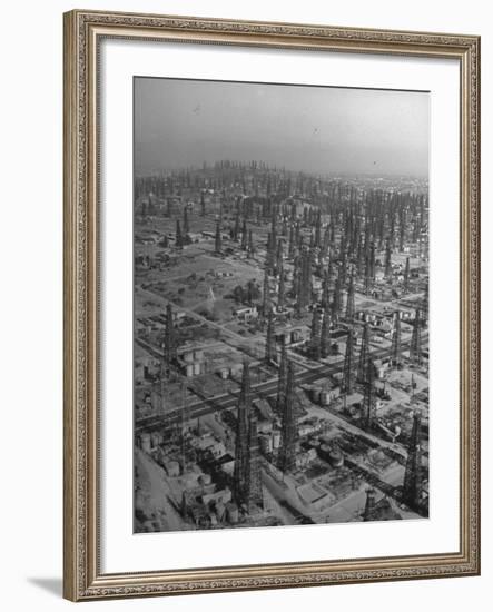 An Aerial View of the Signal Hill Oil Field-Peter Stackpole-Framed Photographic Print