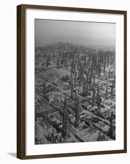 An Aerial View of the Signal Hill Oil Field-Peter Stackpole-Framed Photographic Print