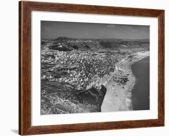 An Aerial View Showing the Fishing Village of Nazare-Bernard Hoffman-Framed Premium Photographic Print