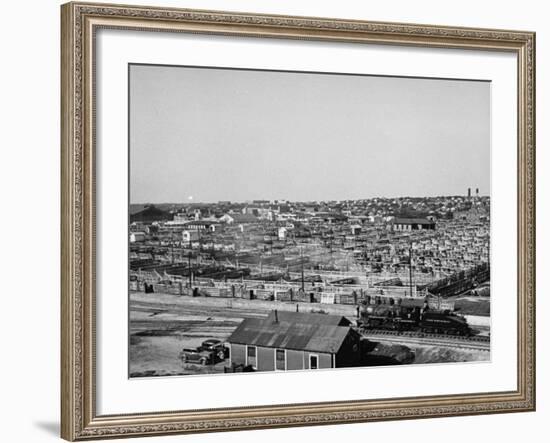An Aerial View Showing the Fort Worth Stockyards-Carl Mydans-Framed Premium Photographic Print