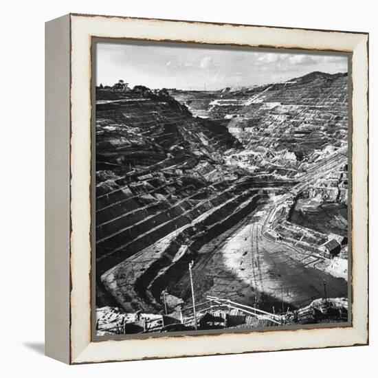 An Aerial View Showing the Hong Fat Open Pit Mine-Carl Mydans-Framed Premier Image Canvas