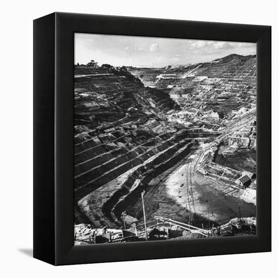 An Aerial View Showing the Hong Fat Open Pit Mine-Carl Mydans-Framed Premier Image Canvas