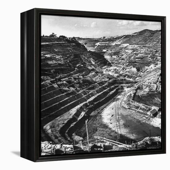 An Aerial View Showing the Hong Fat Open Pit Mine-Carl Mydans-Framed Premier Image Canvas