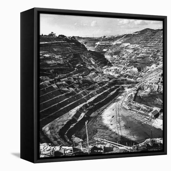 An Aerial View Showing the Hong Fat Open Pit Mine-Carl Mydans-Framed Premier Image Canvas