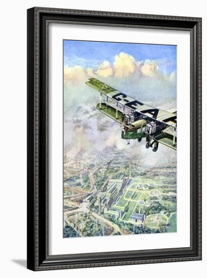 An Aeroplane over London, 1926-GH Davis-Framed Giclee Print