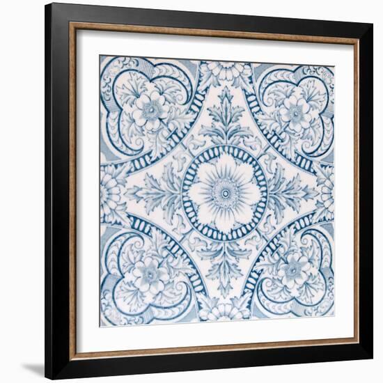 An Aesthetic Period Original Tile Dating around 1880 with Floral Design-Chris_Elwell-Framed Art Print