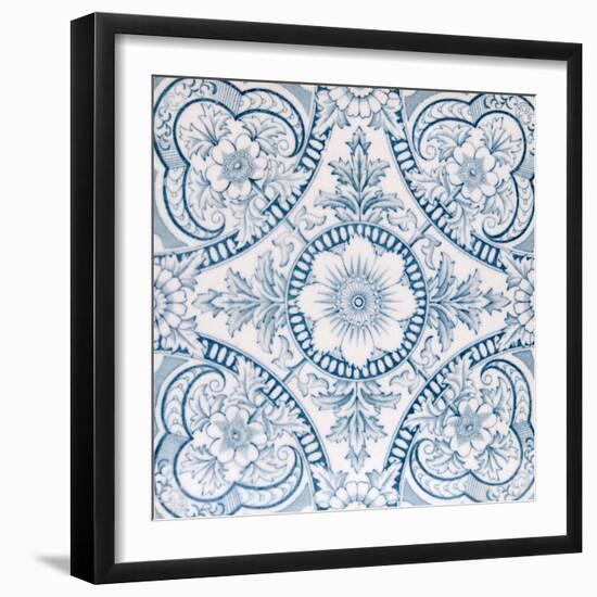 An Aesthetic Period Original Tile Dating around 1880 with Floral Design-Chris_Elwell-Framed Art Print