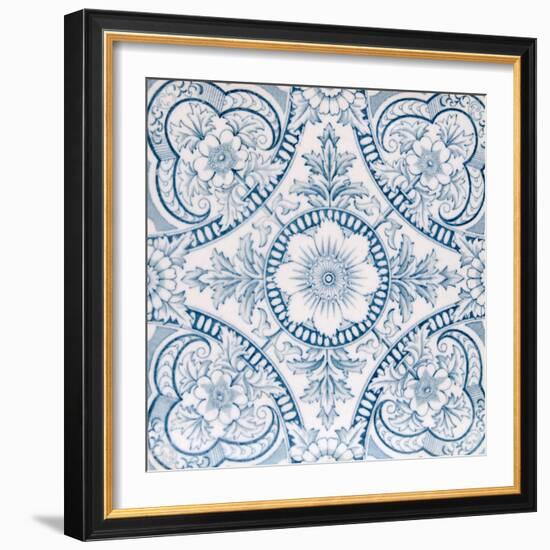 An Aesthetic Period Original Tile Dating around 1880 with Floral Design-Chris_Elwell-Framed Art Print