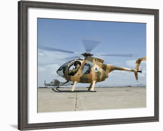 An Afghan Air Force MD-530F Helicopter at Shindand Air Base-Stocktrek Images-Framed Photographic Print