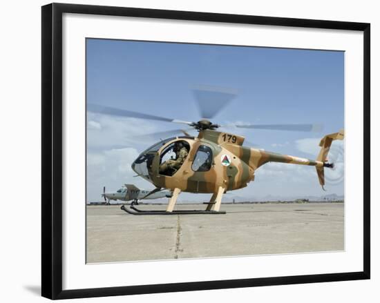 An Afghan Air Force MD-530F Helicopter at Shindand Air Base-Stocktrek Images-Framed Photographic Print