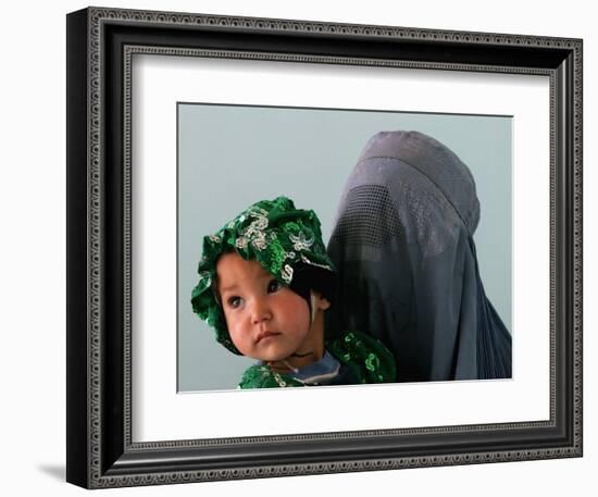 An Afghan Mother Waits with Her Daughter Before Attending Medical Care-null-Framed Photographic Print