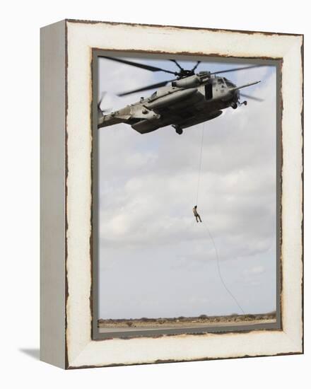 An Air Force Pararescueman Conducts a Combat Insertion and Extraction Exercise in Djibouti, Africa-null-Framed Premier Image Canvas