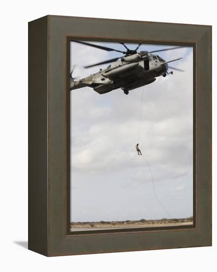 An Air Force Pararescueman Conducts a Combat Insertion and Extraction Exercise in Djibouti, Africa-null-Framed Premier Image Canvas