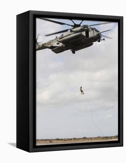 An Air Force Pararescueman Conducts a Combat Insertion and Extraction Exercise in Djibouti, Africa-null-Framed Premier Image Canvas