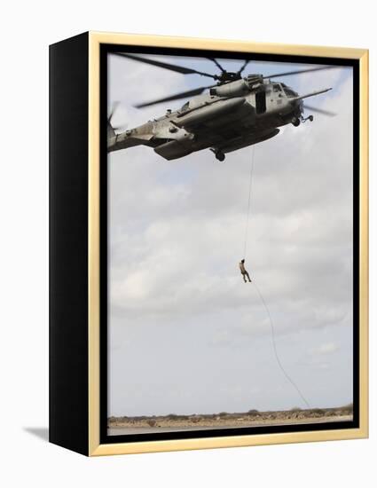 An Air Force Pararescueman Conducts a Combat Insertion and Extraction Exercise in Djibouti, Africa-null-Framed Premier Image Canvas