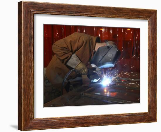 An Aircraft Metals Technician Welds Framework-Stocktrek Images-Framed Photographic Print