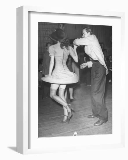 An Aircraft Worker Dancing with His Date at the Lockheed Swing Shift Dance-Peter Stackpole-Framed Photographic Print