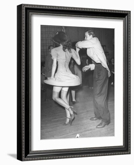 An Aircraft Worker Dancing with His Date at the Lockheed Swing Shift Dance-Peter Stackpole-Framed Photographic Print