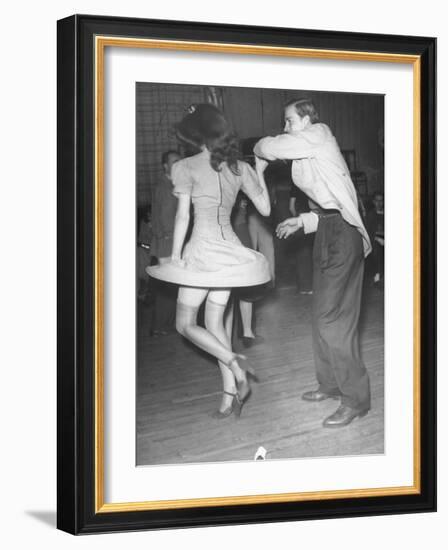 An Aircraft Worker Dancing with His Date at the Lockheed Swing Shift Dance-Peter Stackpole-Framed Photographic Print