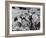 An Airline Steward and Air Hostess Serve a Roast Meal to Flight Passengers-null-Framed Photographic Print