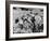 An Airline Steward and Air Hostess Serve a Roast Meal to Flight Passengers-null-Framed Photographic Print