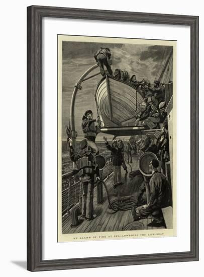 An Alarm of Fire at Sea, Lowering the Life-Boat-null-Framed Giclee Print