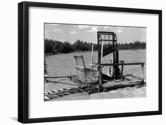 An Alaskan Fish Wheel View - Copper River, AK-Lantern Press-Framed Art Print