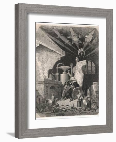 An Alchemist Anxiously Watches the Progress of His Work-Gustave Doré-Framed Photographic Print