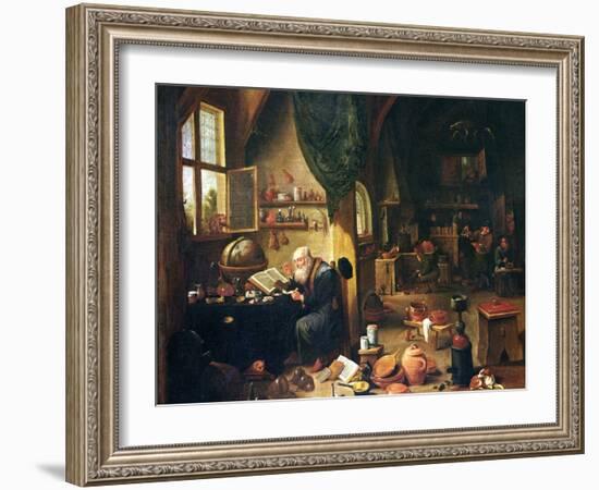 An Alchemist in His Workshop-David Teniers the Younger-Framed Giclee Print