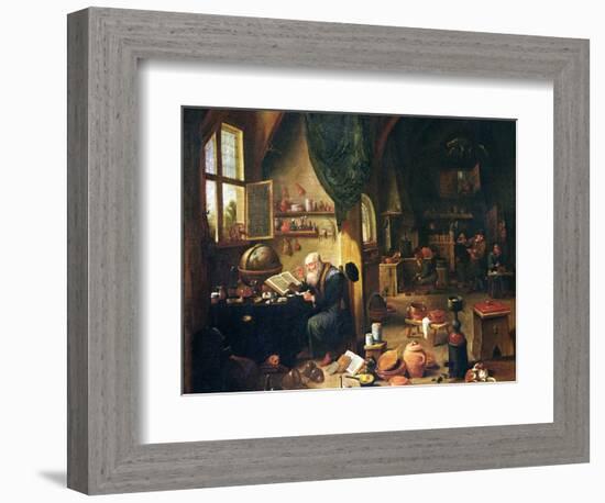 An Alchemist in His Workshop-David Teniers the Younger-Framed Giclee Print