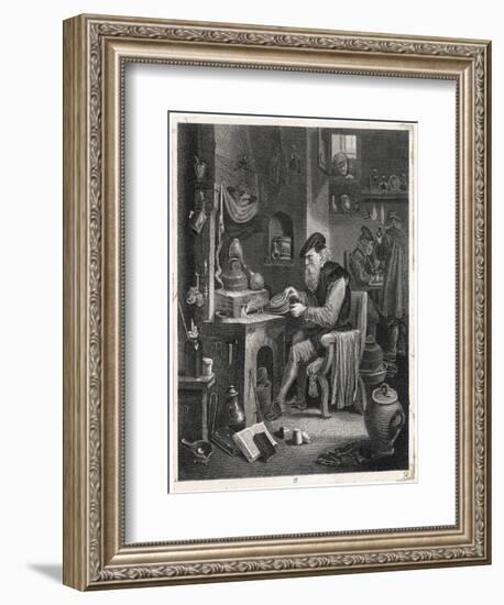 An Alchemist Obsessed with His Quest Works at His Furnace-David Teniers the Younger-Framed Art Print