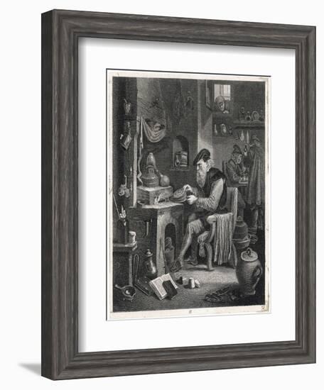 An Alchemist Obsessed with His Quest Works at His Furnace-David Teniers the Younger-Framed Art Print