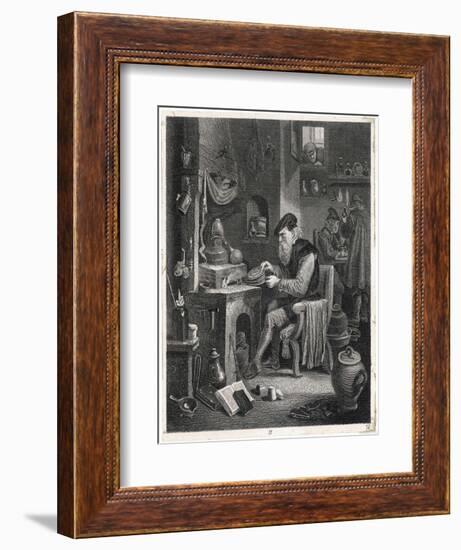 An Alchemist Obsessed with His Quest Works at His Furnace-David Teniers the Younger-Framed Art Print