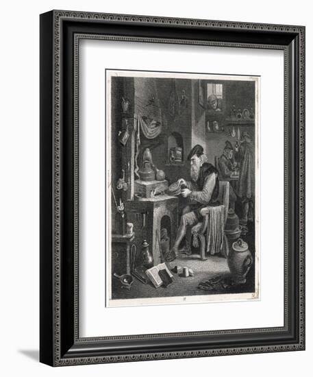 An Alchemist Obsessed with His Quest Works at His Furnace-David Teniers the Younger-Framed Art Print