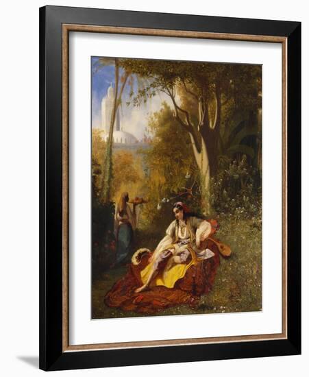 An Algerian Woman and Her Servant in a Garden, 1844-Charles Theodore Frere-Framed Giclee Print