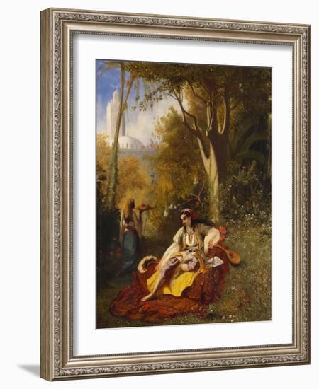 An Algerian Woman and Her Servant in a Garden-Charles Theodore Frere-Framed Giclee Print