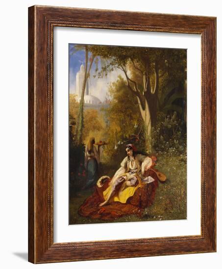 An Algerian Woman and Her Servant in a Garden-Charles Theodore Frere-Framed Giclee Print