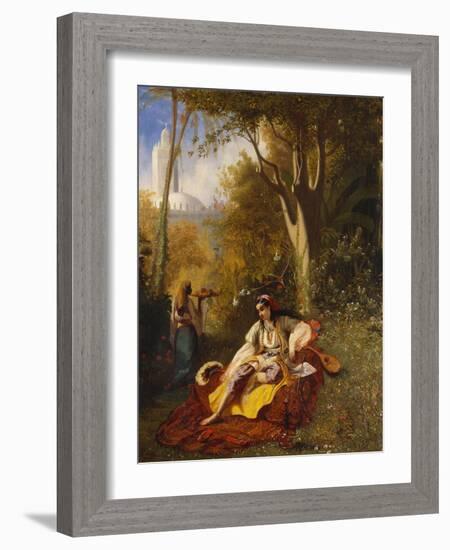 An Algerian Woman and Her Servant in a Garden-Charles Theodore Frere-Framed Giclee Print