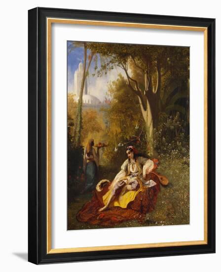 An Algerian Woman and Her Servant in a Garden-Charles Theodore Frere-Framed Giclee Print