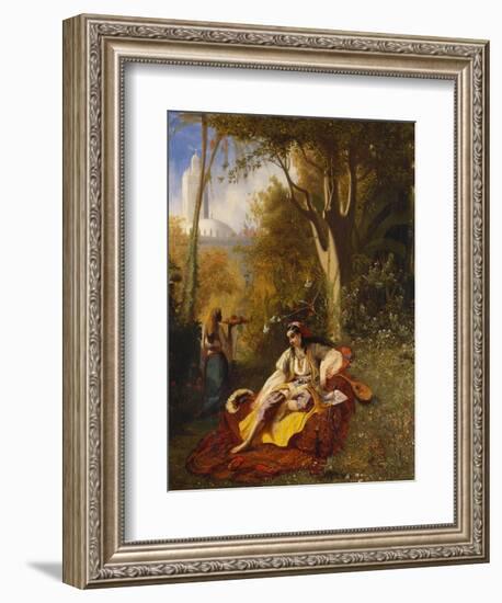 An Algerian Woman and Her Servant in a Garden-Charles Theodore Frere-Framed Giclee Print