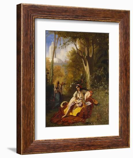 An Algerian Woman and Her Servant in a Garden-Charles Theodore Frere-Framed Giclee Print