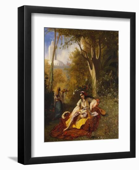 An Algerian Woman and Her Servant in a Garden-Charles Theodore Frere-Framed Giclee Print