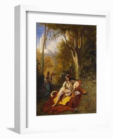 An Algerian Woman and Her Servant in a Garden-Charles Theodore Frere-Framed Giclee Print