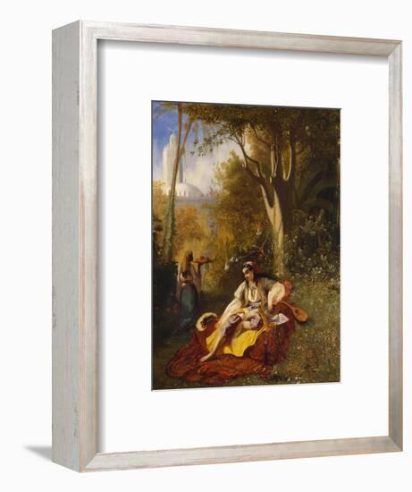 An Algerian Woman and Her Servant in a Garden-Charles Theodore Frere-Framed Premium Giclee Print