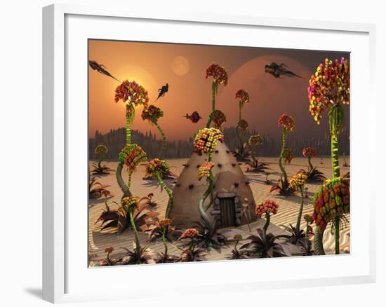 An Alien Landscape Where the Plants Reach Enormous Sizes-Stocktrek Images-Framed Photographic Print