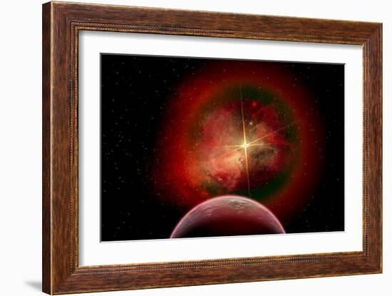 An Alien Planet and its Nebulous Sun-null-Framed Art Print