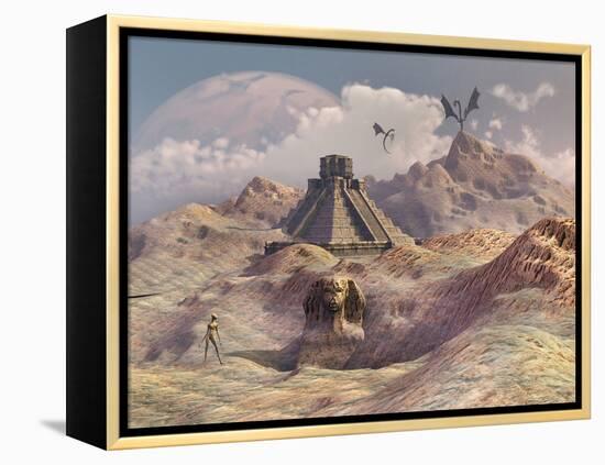 An Alien World with Earth-Like Structures-Stocktrek Images-Framed Premier Image Canvas