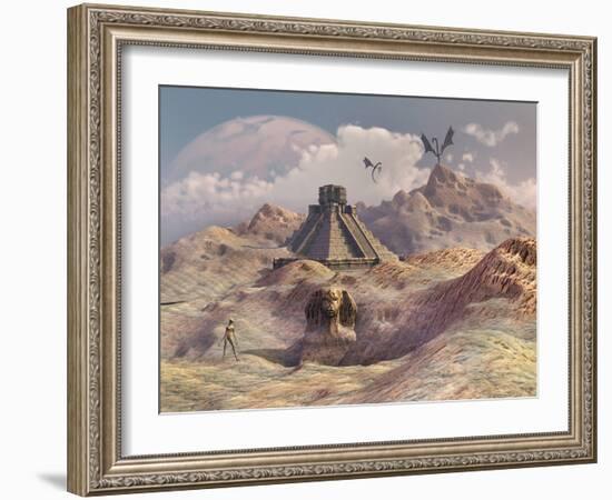 An Alien World with Earth-Like Structures-Stocktrek Images-Framed Photographic Print