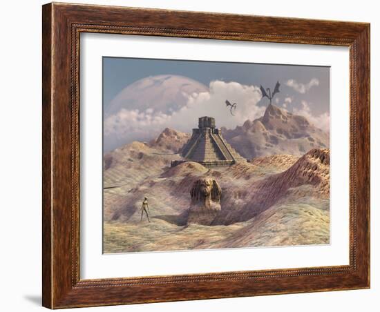 An Alien World with Earth-Like Structures-Stocktrek Images-Framed Photographic Print